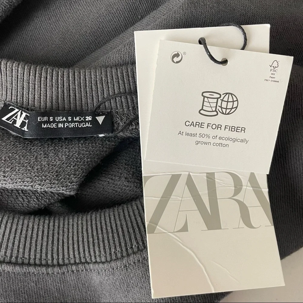 ZARA NWT WOMEN’S ENTER THE WEEKEND AND PRESS PAUSE DRESS SMALL GRAY - Picture 4 of 11